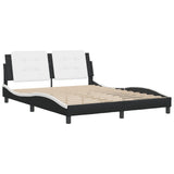 Bed Frame without Mattress "Zadar" Black and White 152x203 cm Queen Faux Leather