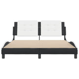 Bed Frame without Mattress "Zadar" Black and White 152x203 cm Queen Faux Leather