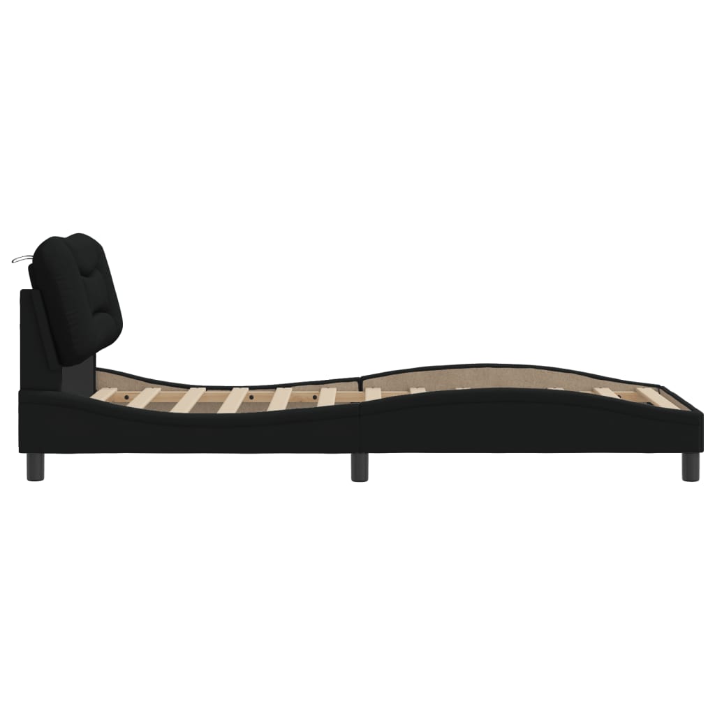Bed Frame without Mattress "Hvar" Black 90x190 cm Fabric