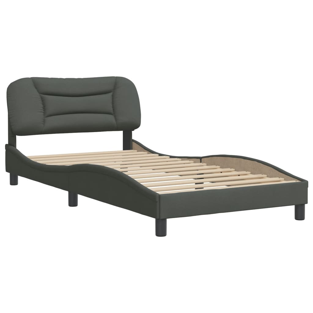 Bed Frame without Mattress "Hvar" Dark Grey 107x203 cm King Single Fabric