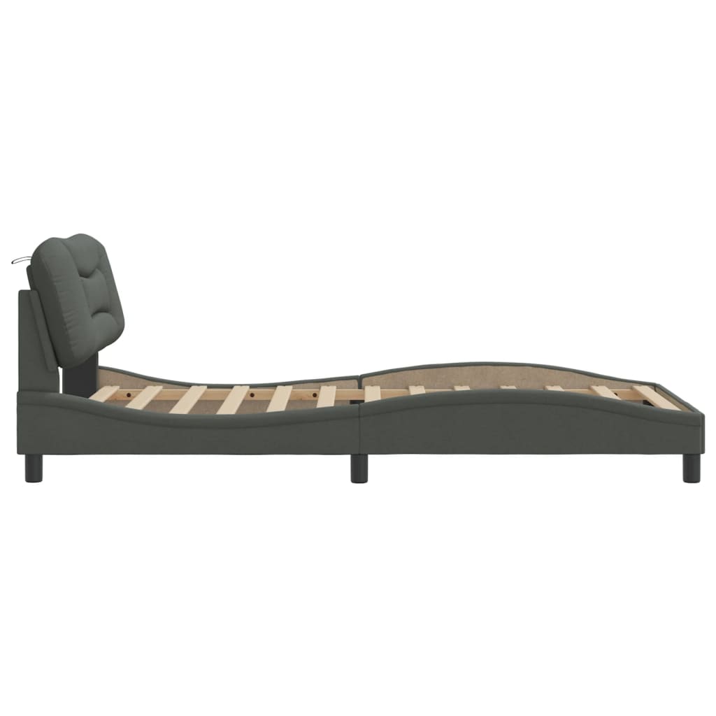 Bed Frame without Mattress "Hvar" Dark Grey 107x203 cm King Single Fabric