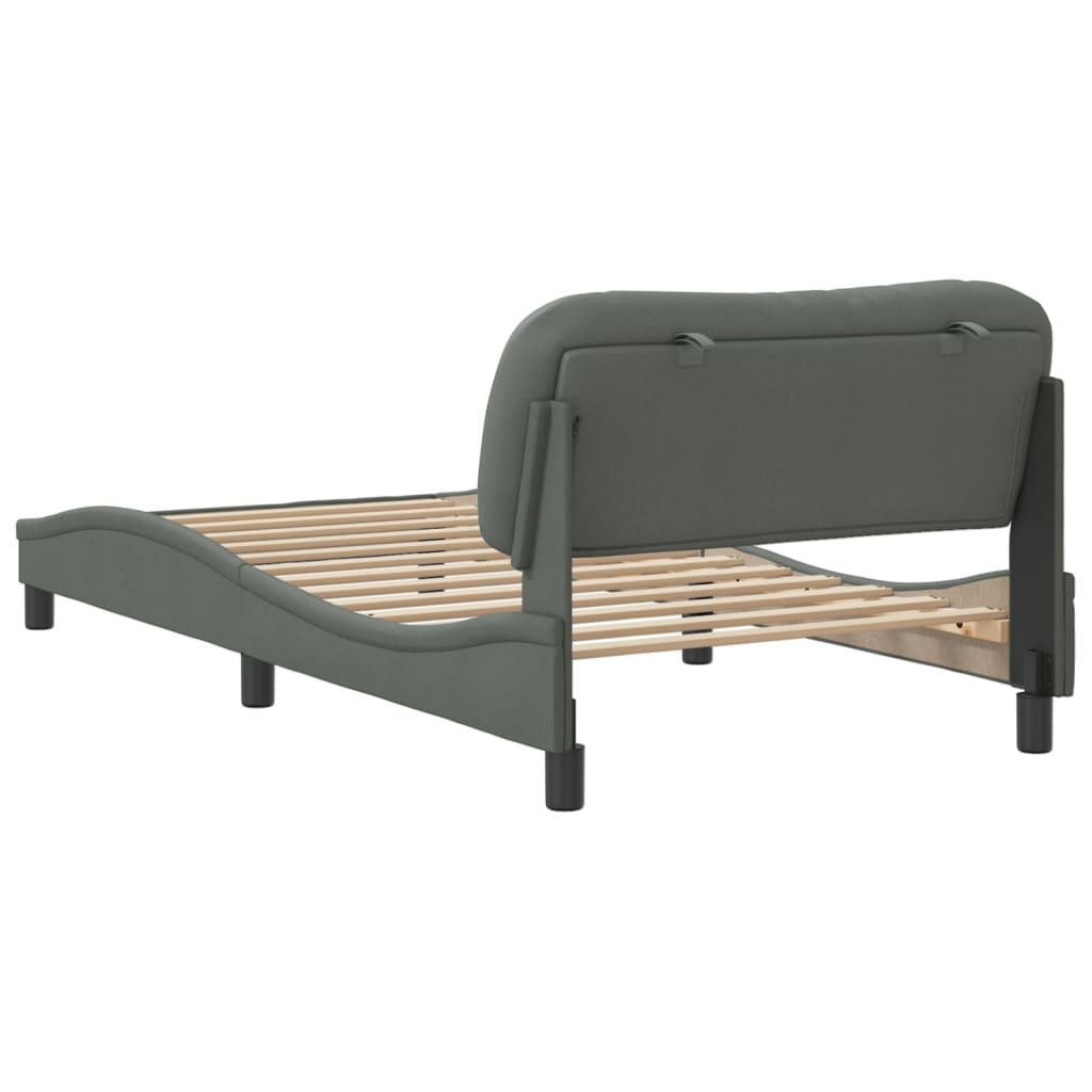 Bed Frame without Mattress "Hvar" Dark Grey 107x203 cm King Single Fabric