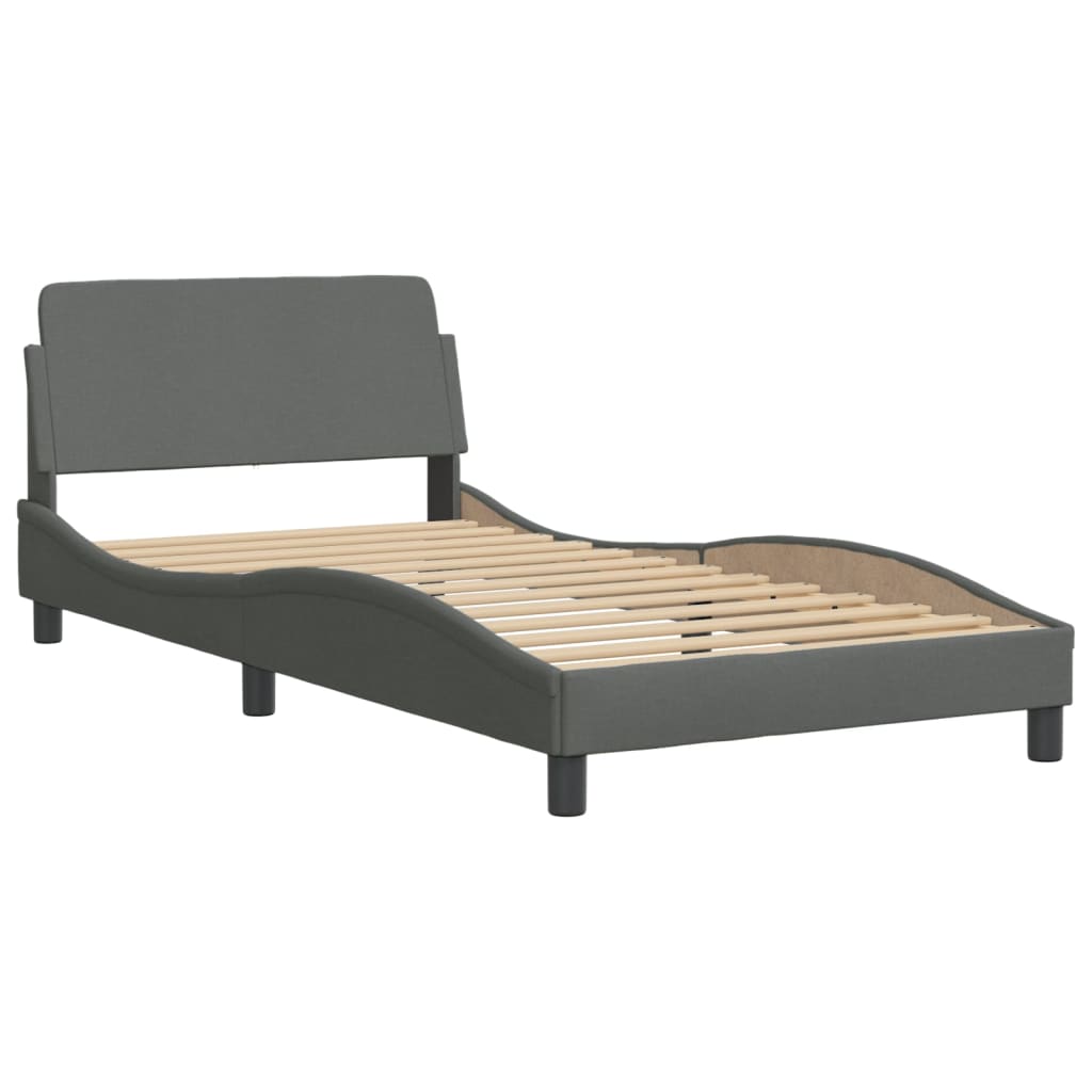 Bed Frame without Mattress "Hvar" Dark Grey 107x203 cm King Single Fabric