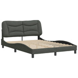 Bed Frame without Mattress "Hvar" Dark Grey 137x190 cm Double Fabric