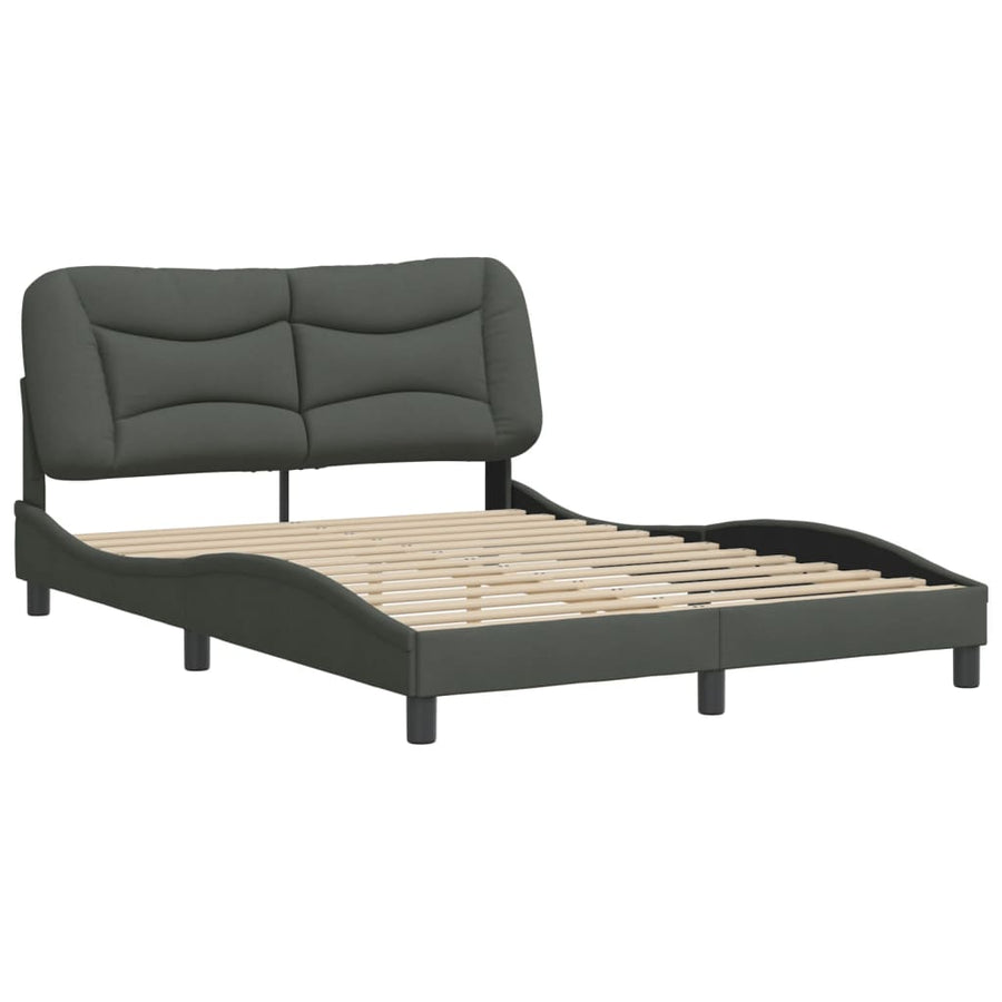 Bed Frame without Mattress "Hvar" Dark Grey 137x190 cm Double Fabric