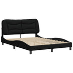Bed Frame without Mattress "Hvar" Black 137x190 cm Double Fabric