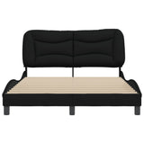 Bed Frame without Mattress "Hvar" Black 137x190 cm Double Fabric