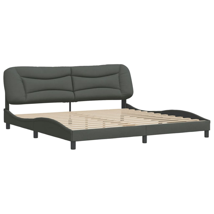 Bed Frame without Mattress "Hvar" Dark Grey 180x200 cm King Fabric