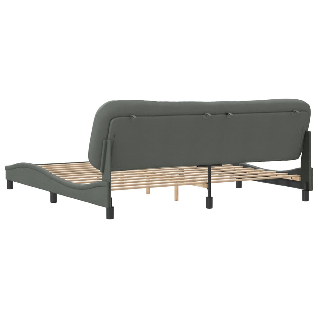 Bed Frame without Mattress "Hvar" Dark Grey 180x200 cm King Fabric