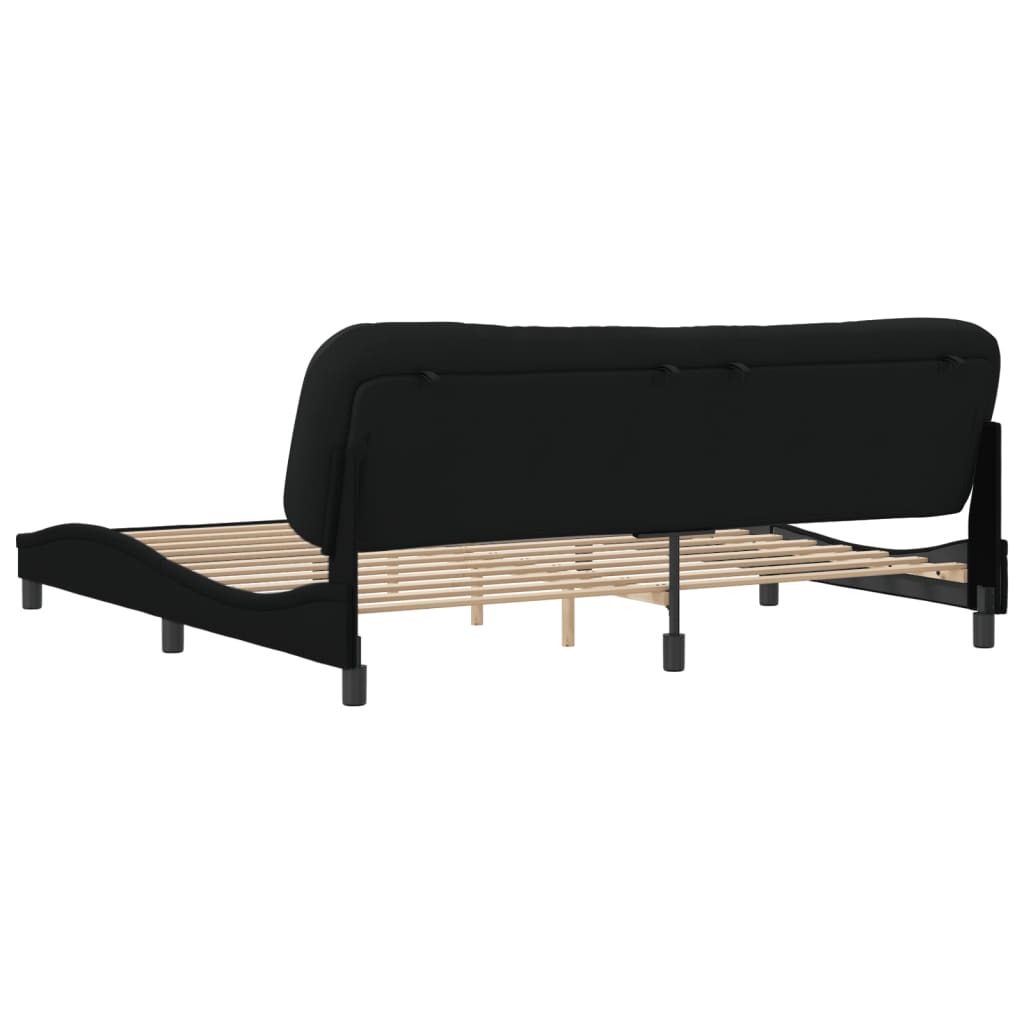 Bed Frame without Mattress "Hvar" Black 180x200 cm King Fabric