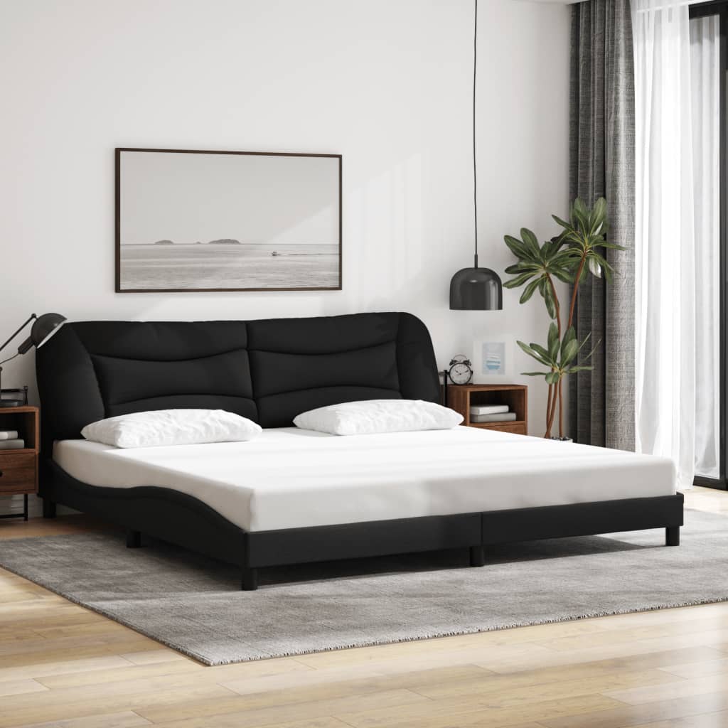 Bed Frame without Mattress "Hvar" Black 180x200 cm King Fabric