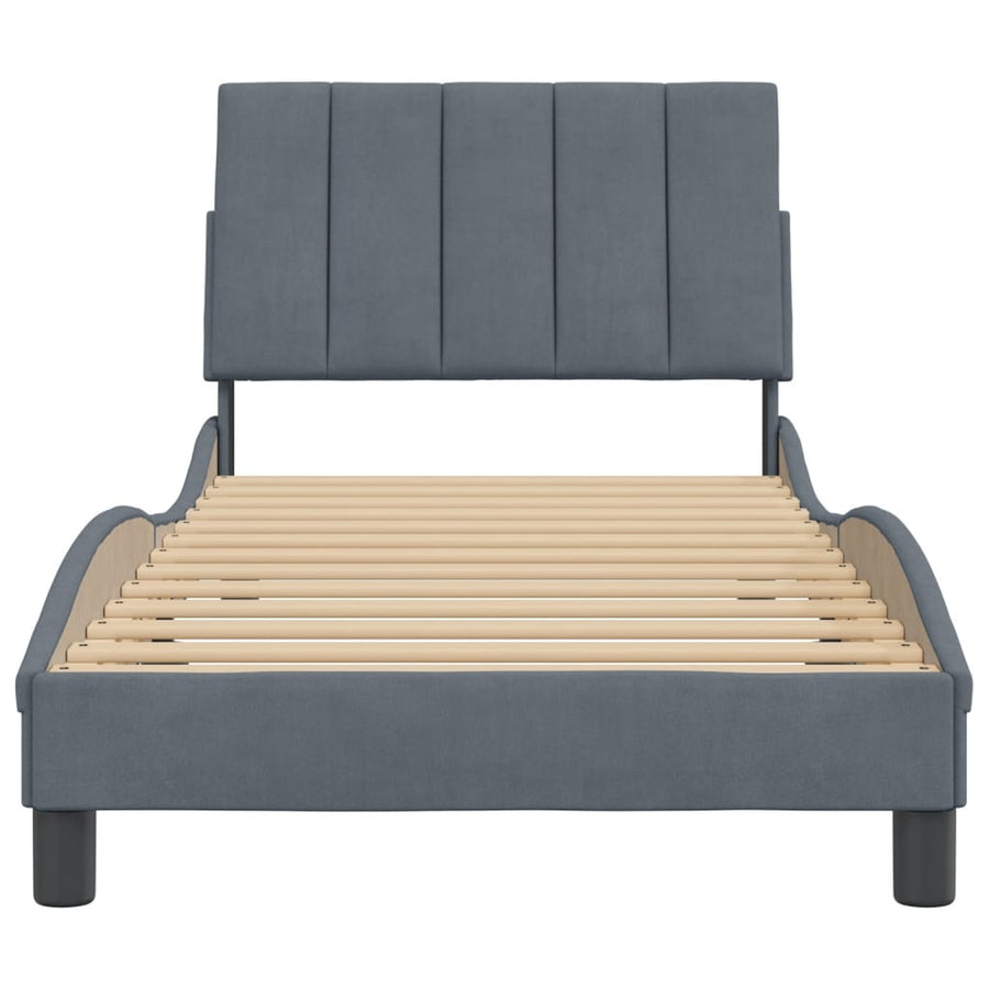 Bed Frame without Mattress "Hanko" Dark Grey 90x190 cm Velvet