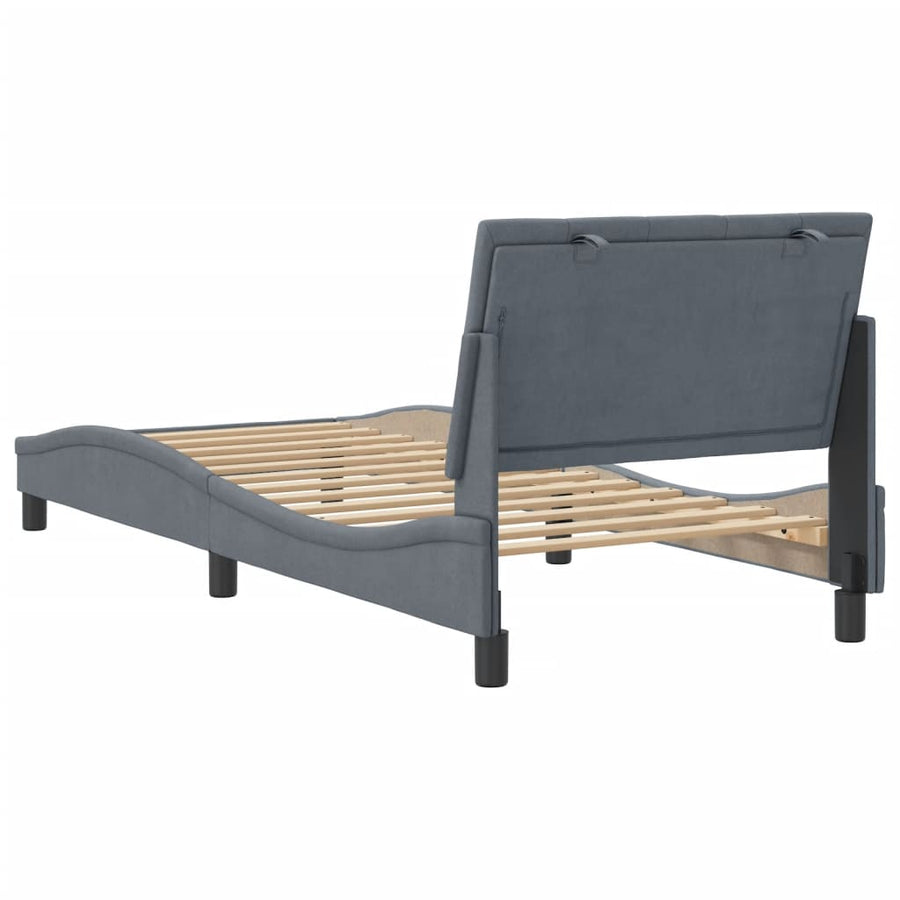 Bed Frame without Mattress "Hanko" Dark Grey 90x190 cm Velvet