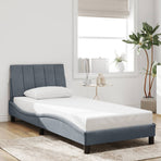Bed Frame without Mattress "Hanko" Dark Grey 90x190 cm Velvet