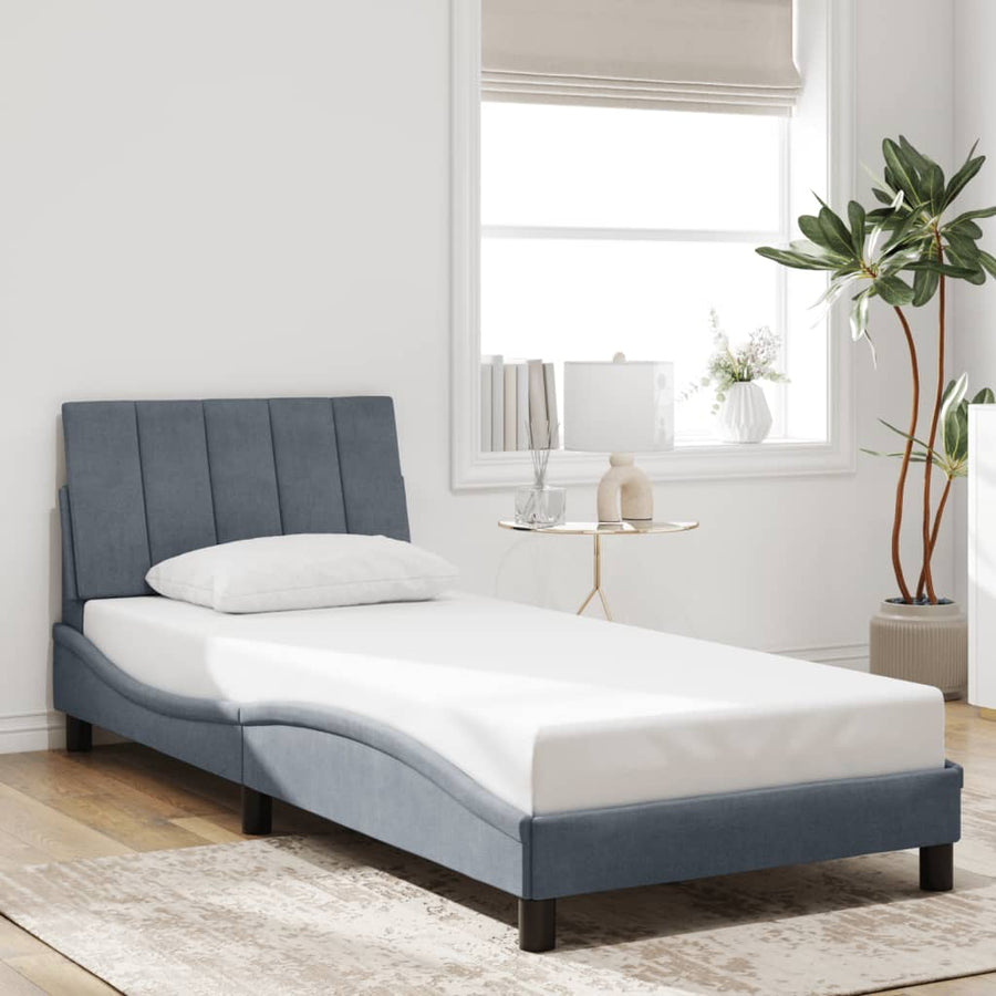 Bed Frame without Mattress "Hanko" Dark Grey 90x190 cm Velvet