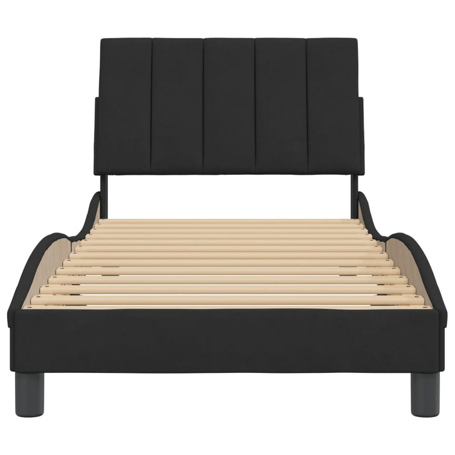 Bed Frame without Mattress "Hanko" Black 90x190 cm Velvet