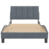 Bed Frame without Mattress "Hanko" Dark Grey 107x203 cm King Single Velvet
