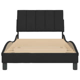 Bed Frame without Mattress "Hanko" Black 107x203 cm King Single Velvet