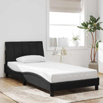 Bed Frame without Mattress "Hanko" Black 107x203 cm King Single Velvet