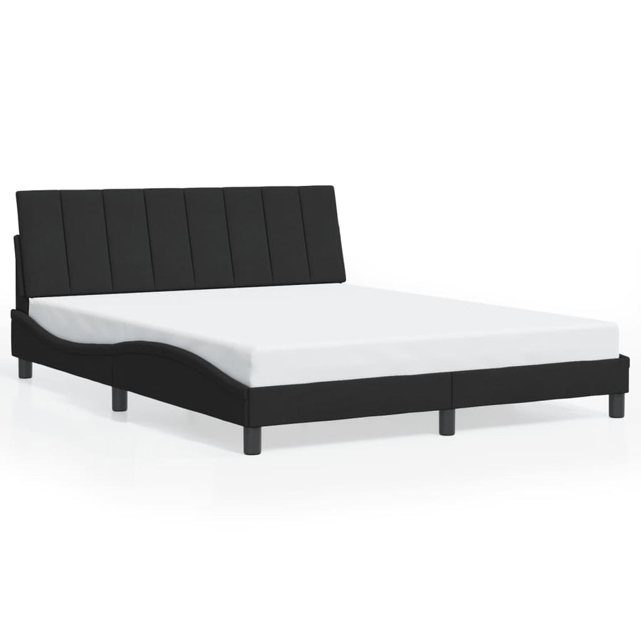 Bed Frame without Mattress "Hanko" Black 152x203 cm Queen Velvet