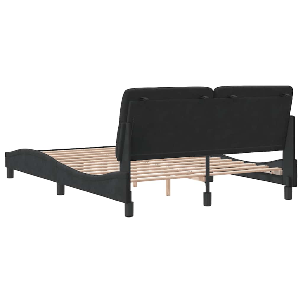Bed Frame without Mattress Black 137x190 cm Velvet