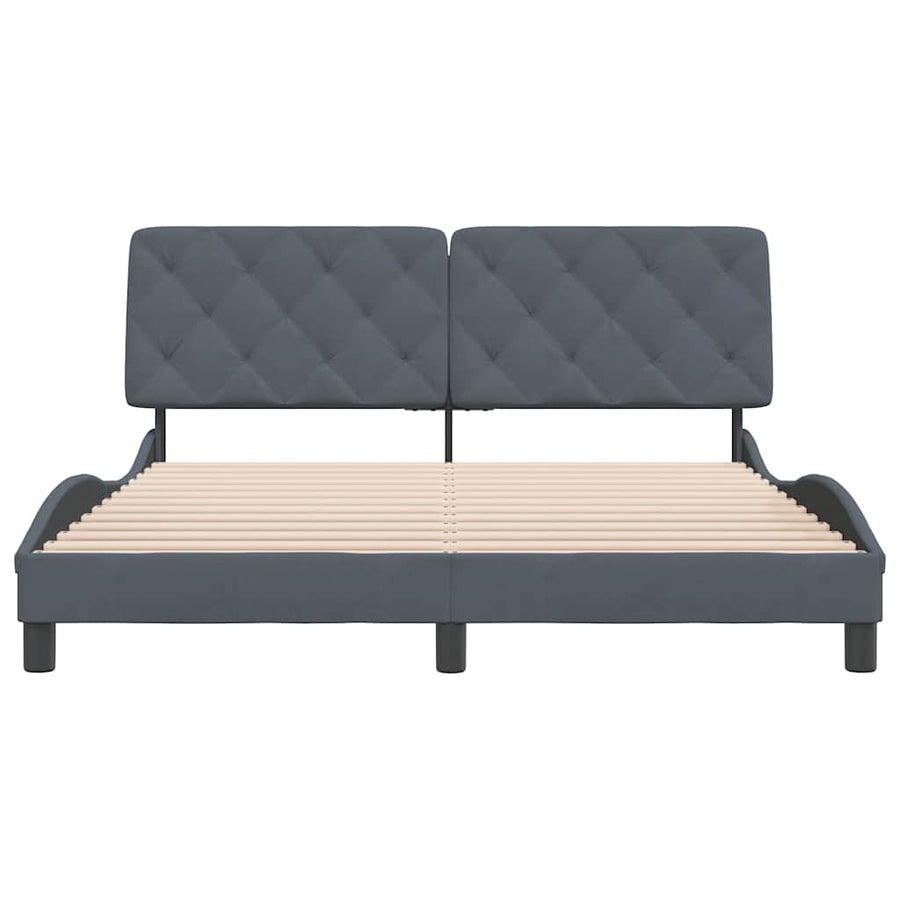 Bed Frame without Mattress Dark Grey 152x203 cm Queen Velvet