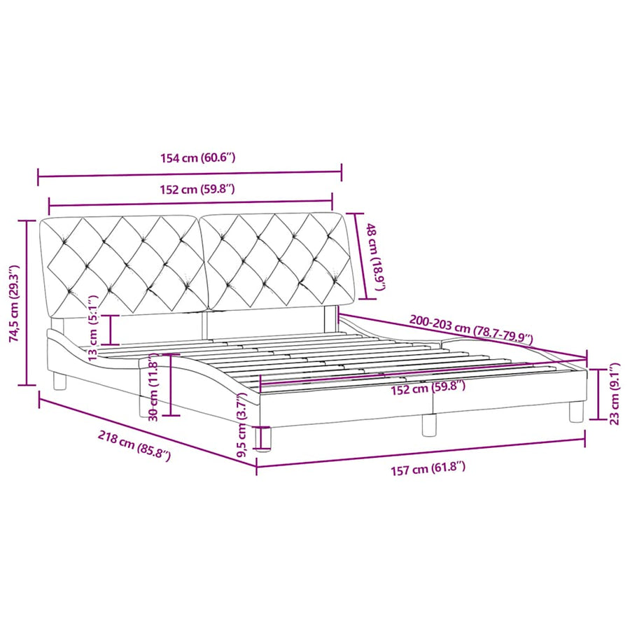 Bed Frame without Mattress Dark Grey 152x203 cm Queen Velvet