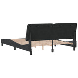 Bed Frame without Mattress Black 152x203 cm Queen Velvet - Rear View