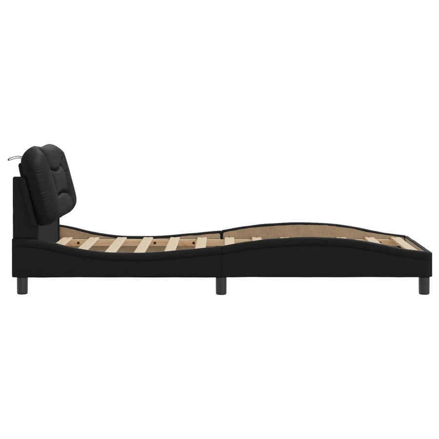 Bed Frame without Mattress "Hvar" Black 90x190 cm Faux Leather