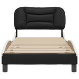 Bed Frame without Mattress "Hvar" Black and White 90x190 cm Faux Leather