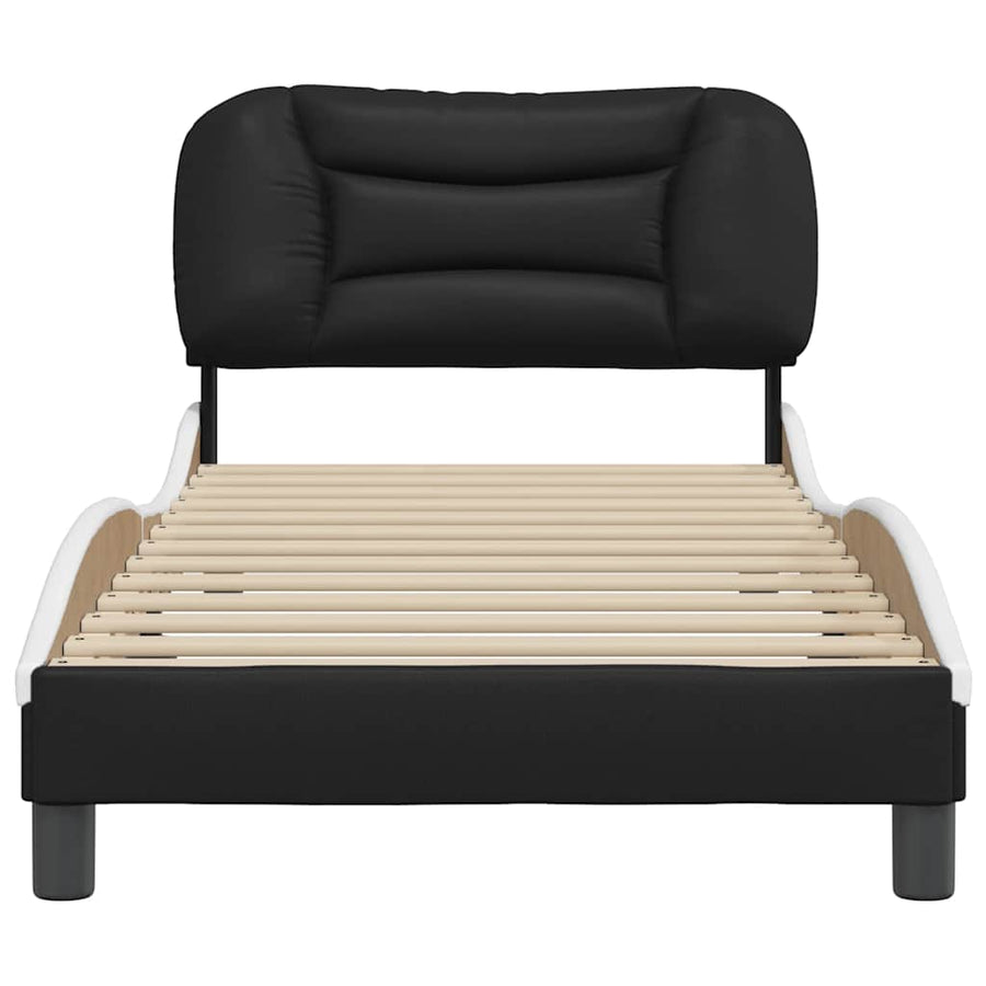 Bed Frame without Mattress "Hvar" Black and White 90x190 cm