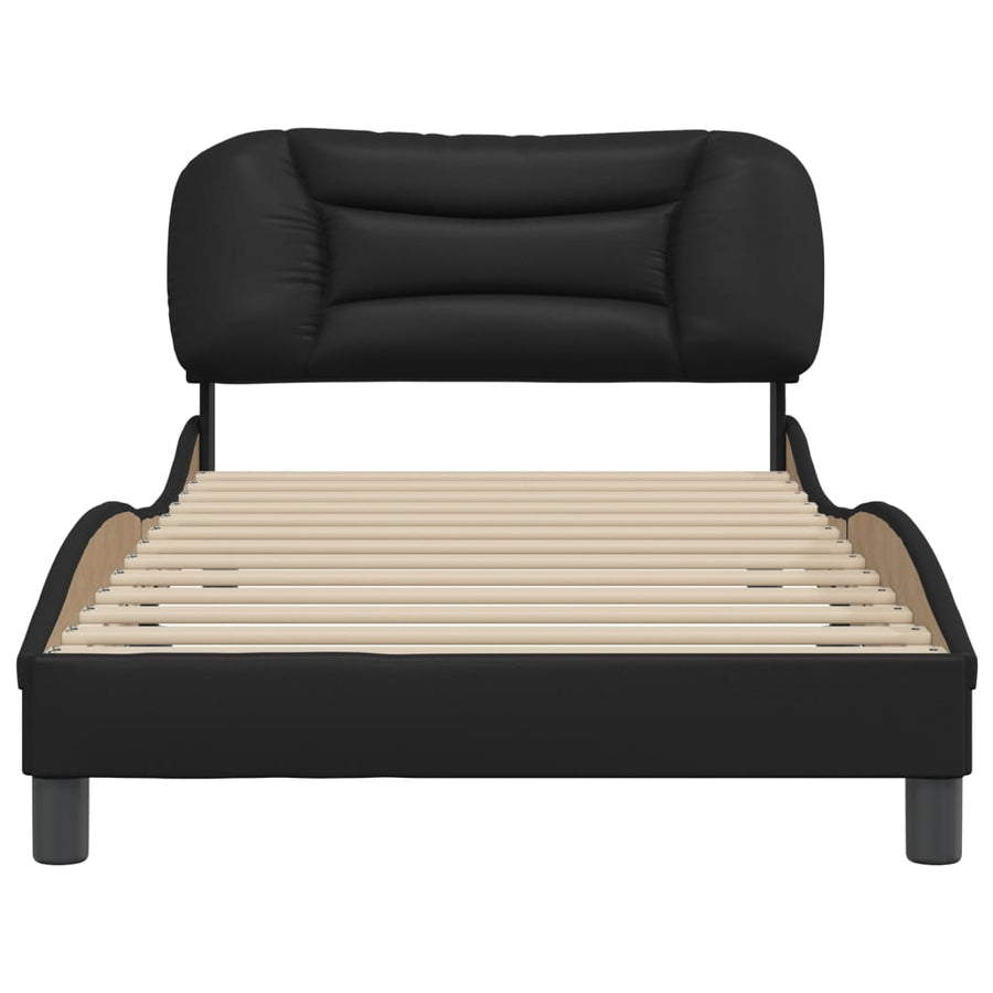 Bed Frame without Mattress "Hvar" Black 107x203 cm King Single Faux Leather
