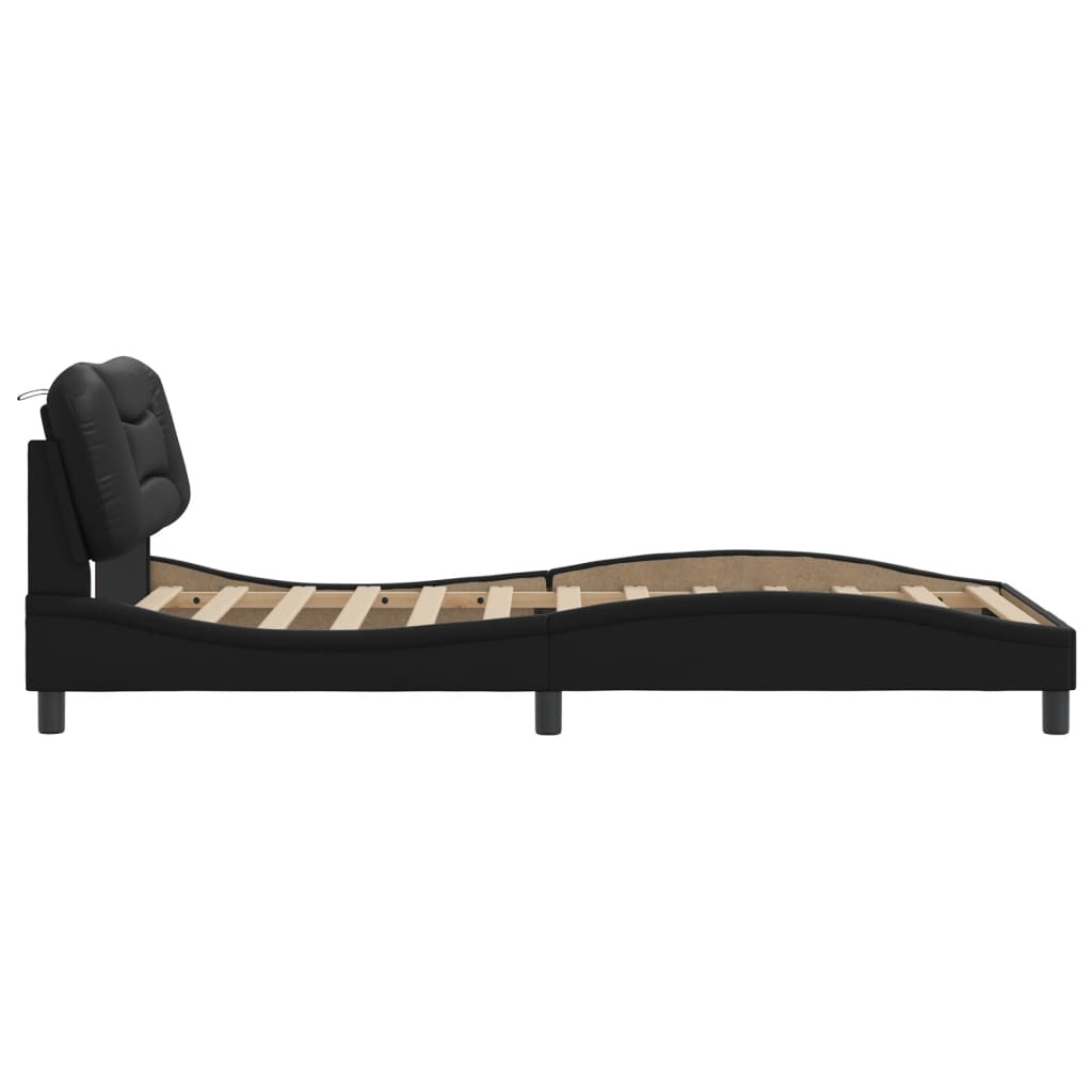 Bed Frame without Mattress "Hvar" Black 107x203 cm King Single Faux Leather