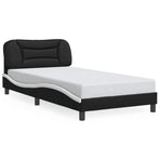 Bed Frame without Mattress "Hvar" Black and White 107x203 cm King Single Faux Leather