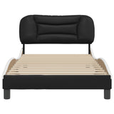 Bed Frame without Mattress "Hvar" Black and White 107x203 cm King Single Faux Leather