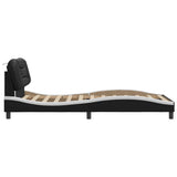 Bed Frame without Mattress "Hvar" Black and White 107x203 cm King Single Faux Leather