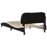 Bed Frame without Mattress "Hvar" Black and White 107x203 cm King Single Faux Leather