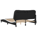 Bed Frame without Mattress "Hvar" Black and White 137x190 cm Double Faux Leather