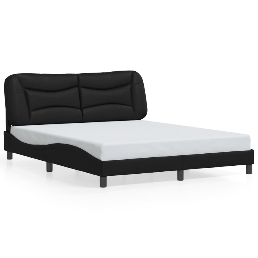 Bed Frame without Mattress "Hvar" Black 152x203 cm Queen Faux Leather