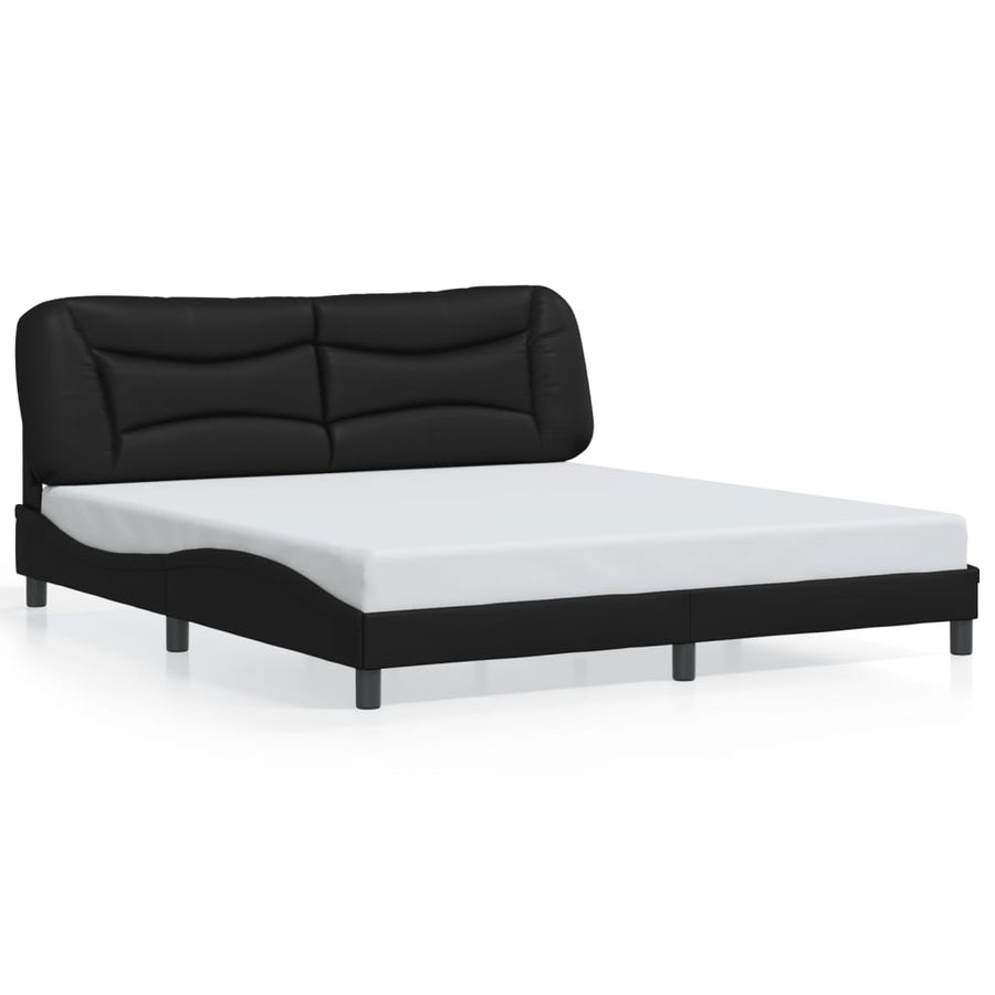 Bed Frame without Mattress "Hvar" Black 180x200 cm Faux Leather