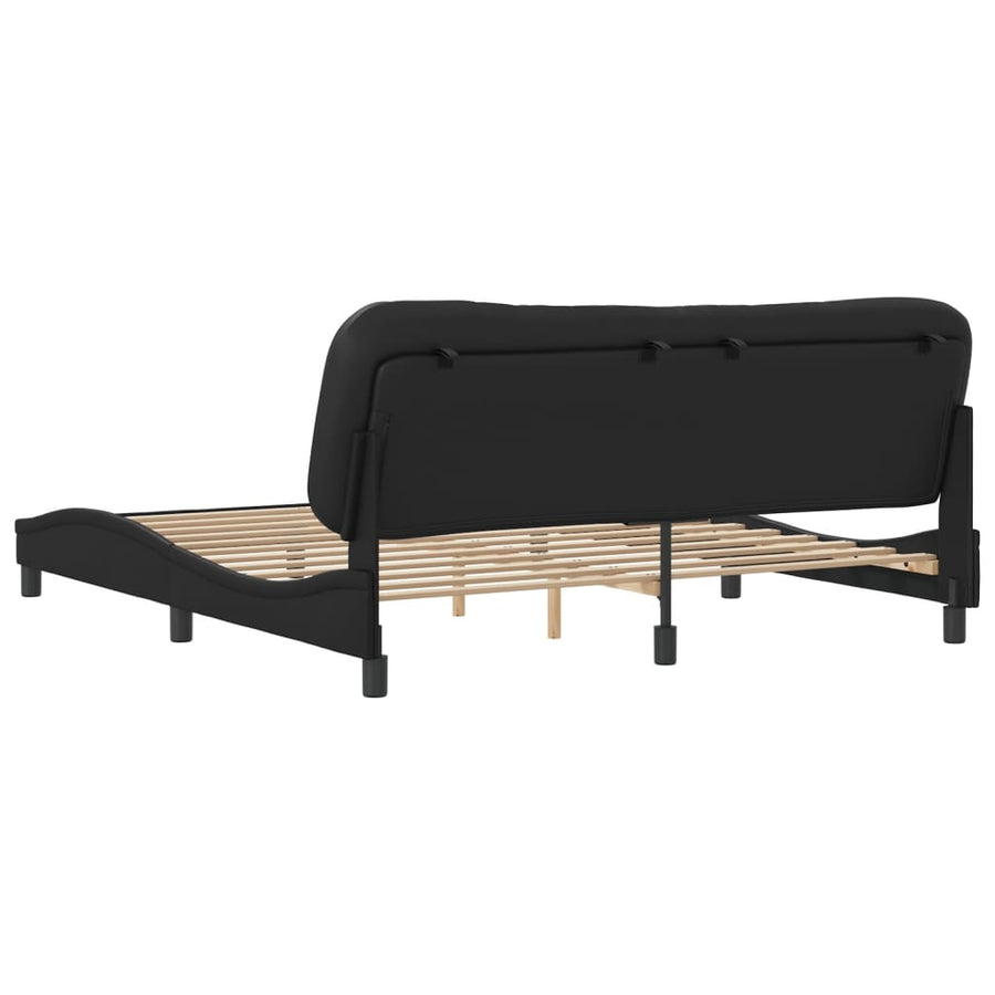 Bed Frame without Mattress "Hvar" Black 180x200 cm Faux Leather