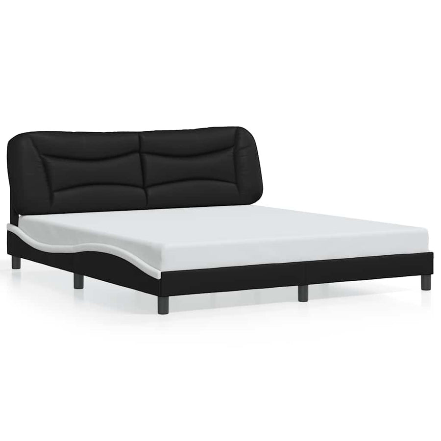 Bed Frame without Mattress "Hvar" Black and White 180x200 cm