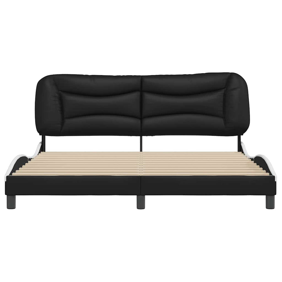Bed Frame without Mattress "Hvar" Black and White 180x200 cm