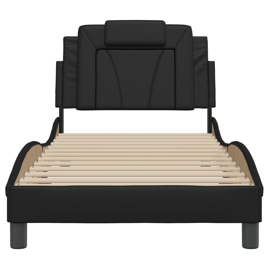 Bed Frame "Viana" without Mattress Black 90x190 cm Faux Leather