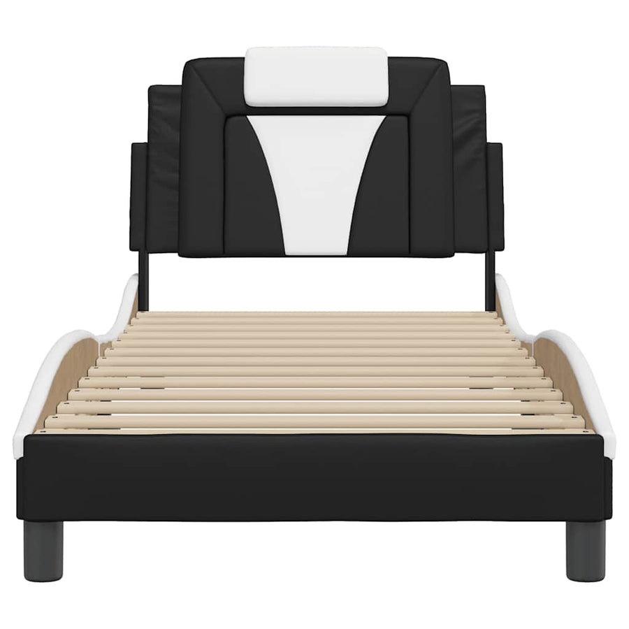 Bed Frame "Viana" without Mattress Black and White 90x190 cm Faux Leather