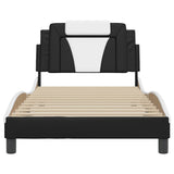 Bed Frame "Viana" without Mattress Black and White 107x203 cm King Single Faux Leather