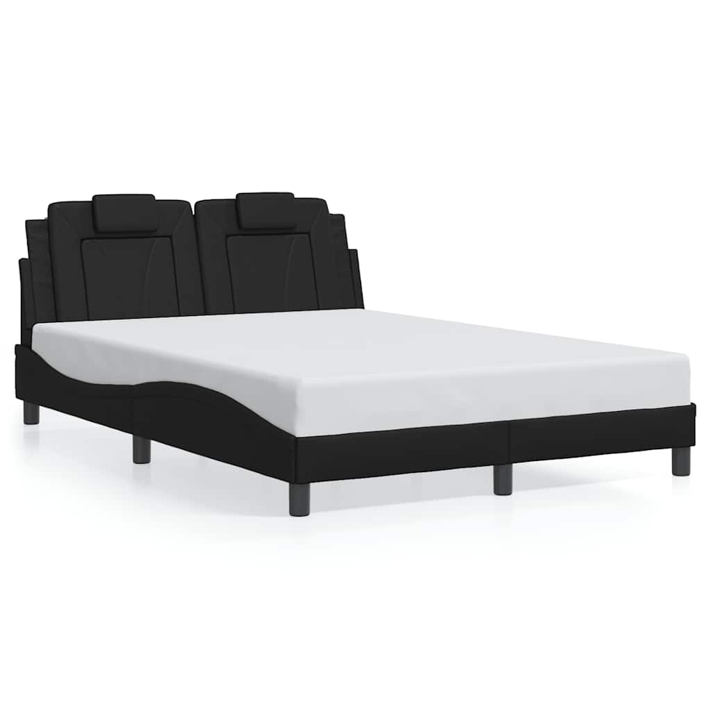 Bed Frame "Viana" without Mattress Black 137x190 cm Double Faux Leather