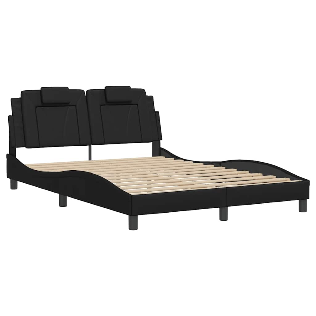 Bed Frame "Viana" without Mattress Black 137x190 cm Double Faux Leather