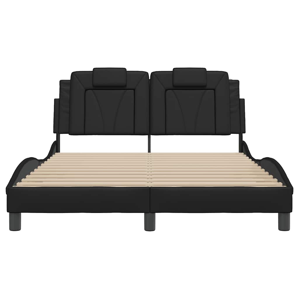 Bed Frame "Viana" without Mattress Black 137x190 cm Double Faux Leather