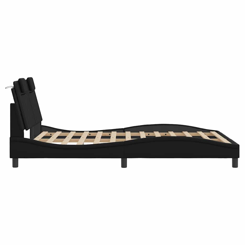 Bed Frame "Viana" without Mattress Black 137x190 cm Double Faux Leather
